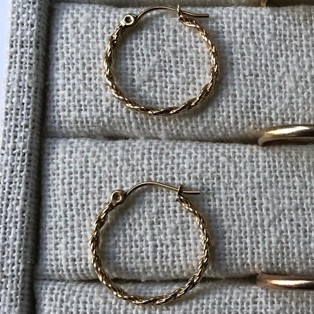 14K Yellow Gold Braided Hoop Earrings